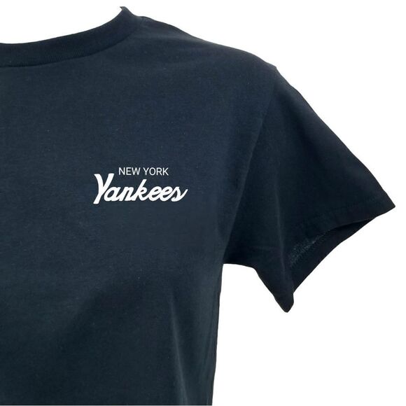 NEW YORK YANKEES Double Script Retro Logo Black Vintage style Baseball Tee y2k - Picture 4 of 6